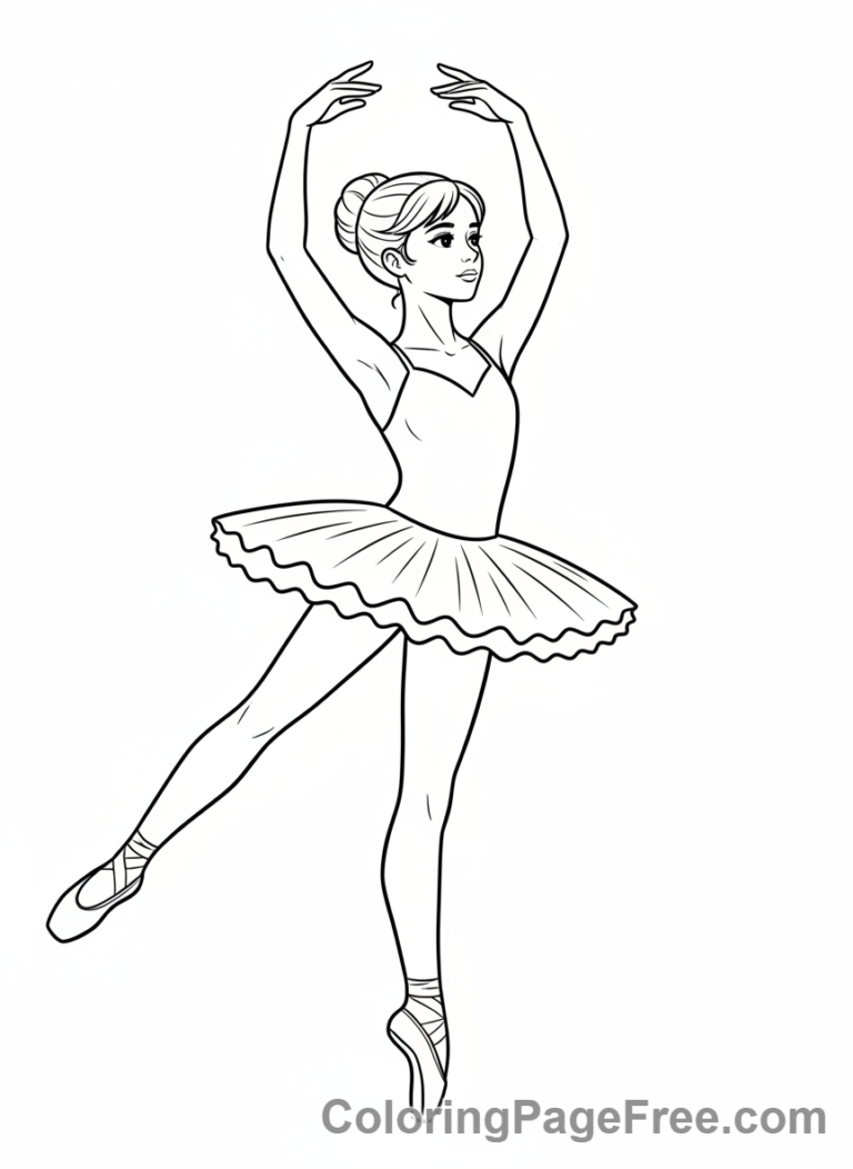 Ballet coloring page - Ballerina arabesque pose