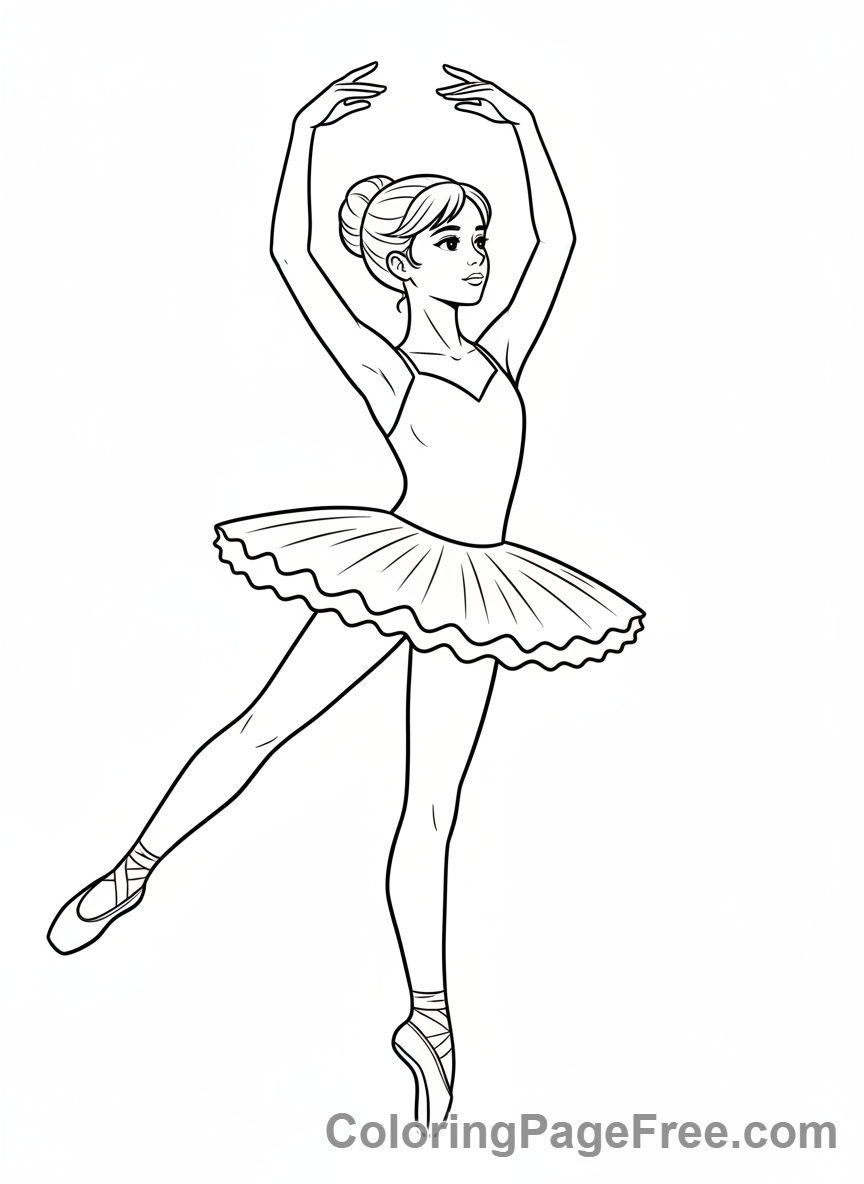 Ballet coloring page - Ballerina arabesque pose