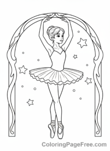 Ballet coloring page - Ballerina en pointe