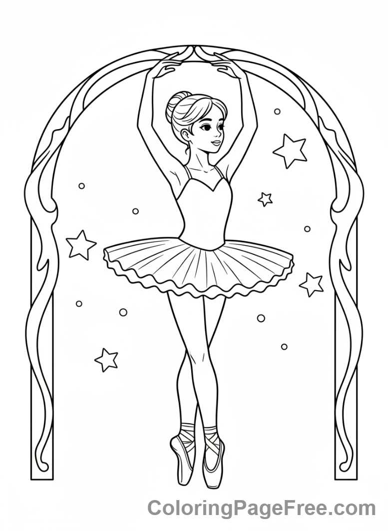 Ballet coloring page - Ballerina en pointe