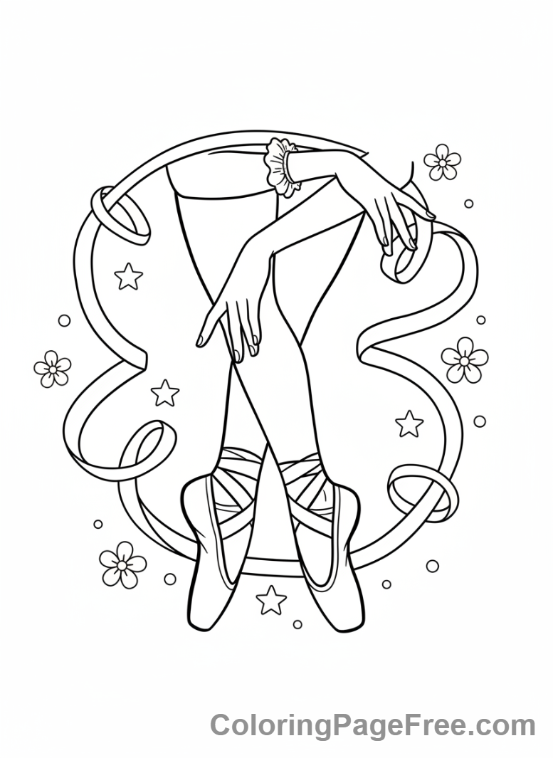 Ballet coloring page - Ballerina hands feet
