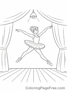 Ballet coloring page - Ballerina leaping graceful