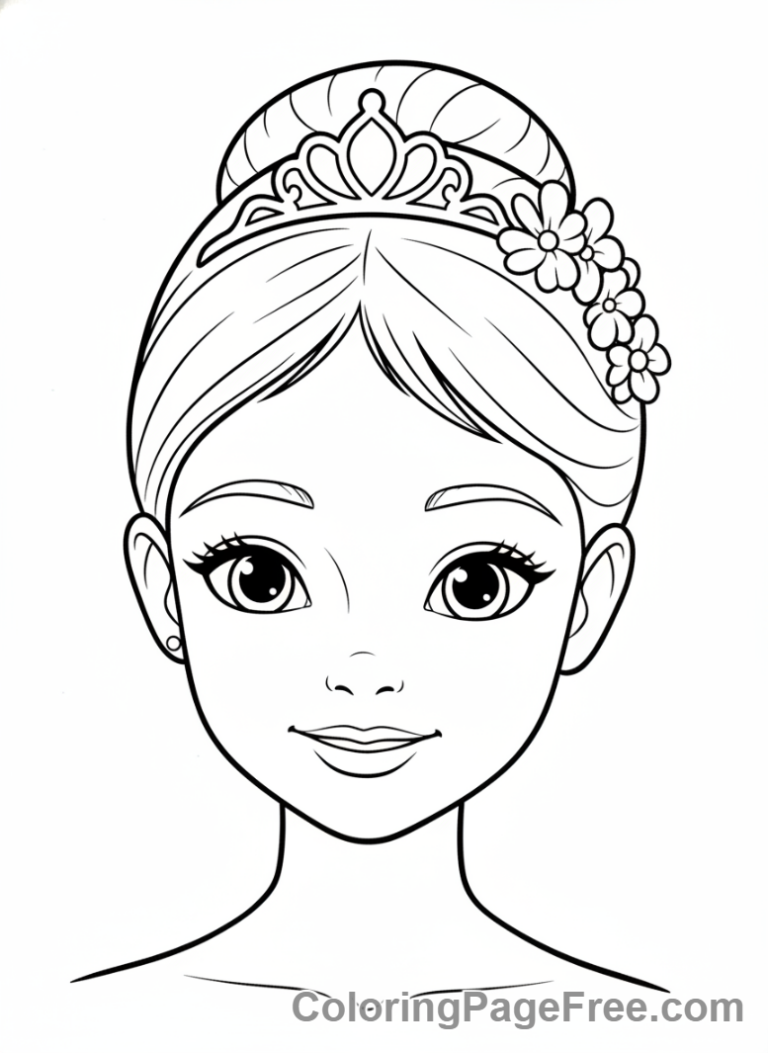 Ballet coloring page - Ballerina smiling close-up