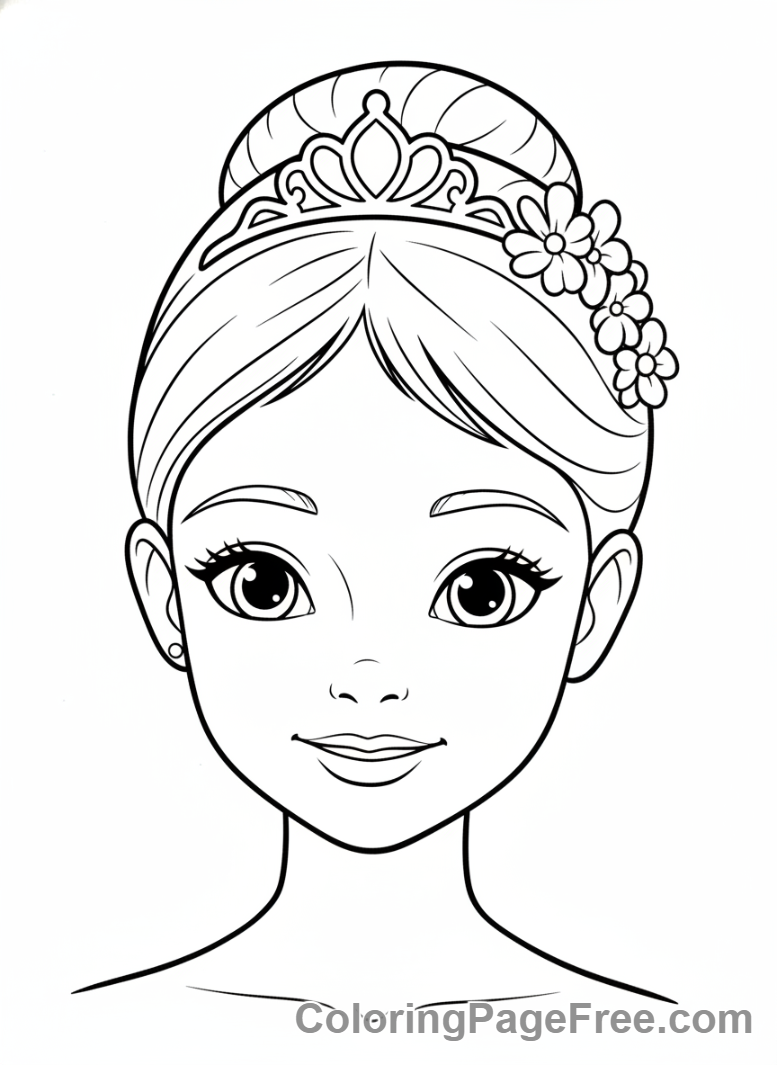 Ballet coloring page - Ballerina smiling close-up