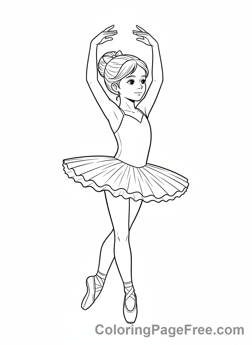 Ballet coloring page - Ballerina spinning pirouette