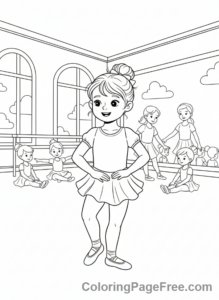 Ballet coloring page - Girl ballet class