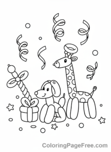 Balloons coloring page - Balloon Animal Party