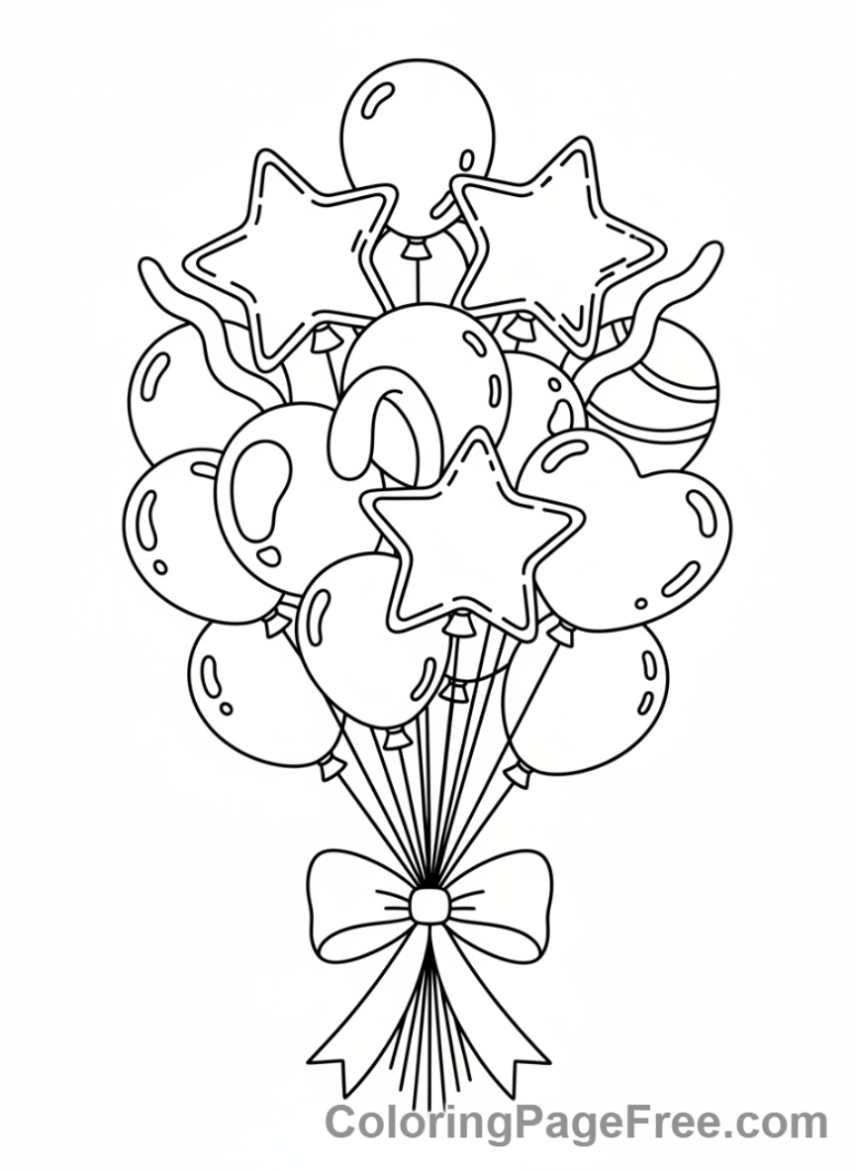 Balloons coloring page - Balloon Bouquet