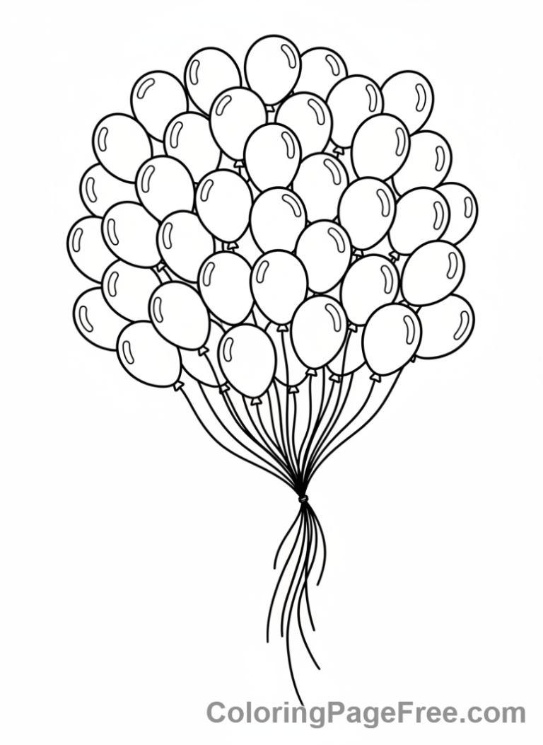 Balloons coloring page - Balloons Fly Away