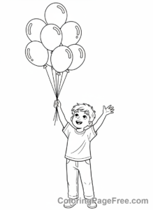 Balloons coloring page - Boy Releases Balloons