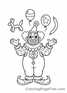 Balloons coloring page - Clown with Balloons
