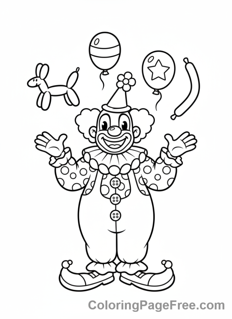 Balloons coloring page - Clown with Balloons