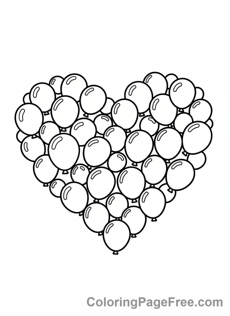 Balloons coloring page - Heart of Balloons