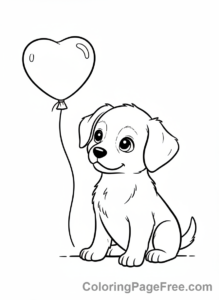 Balloons coloring page - Puppy with Balloon