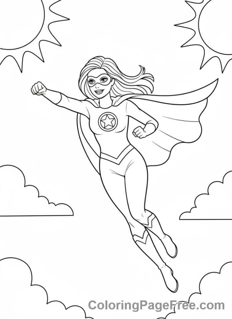 Barbie coloring page - Barbie flying cape