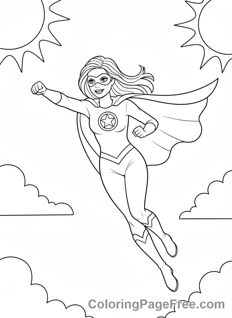 Barbie coloring page - Barbie flying cape