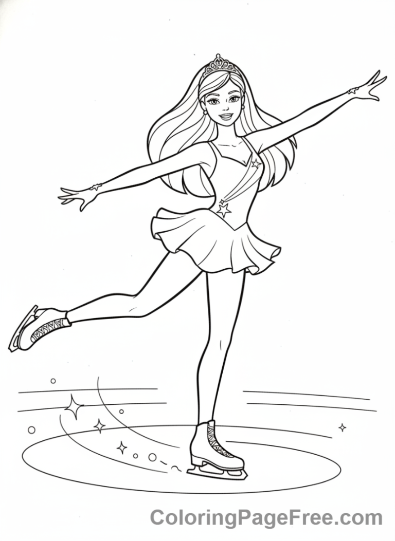Barbie coloring page - Barbie ice skating