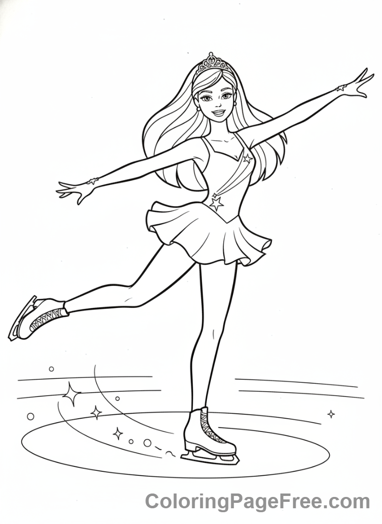 Barbie coloring page - Barbie ice skating
