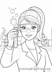 Barbie coloring page - Barbie in lab