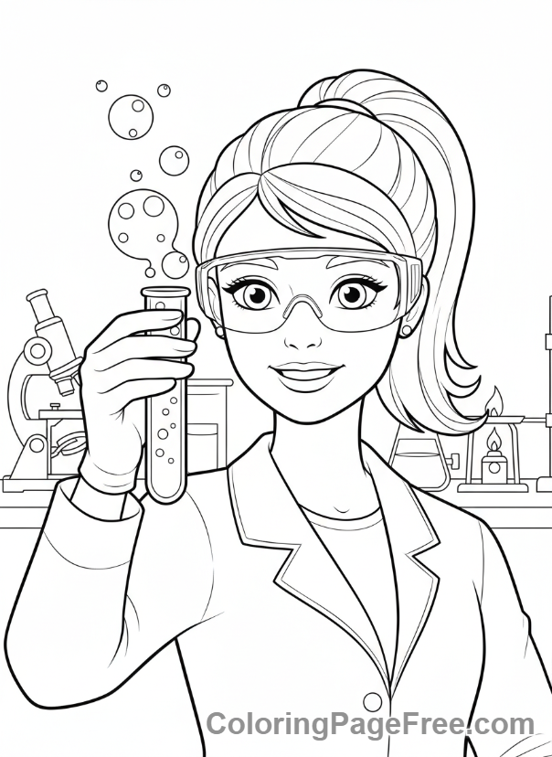 Barbie coloring page - Barbie in lab