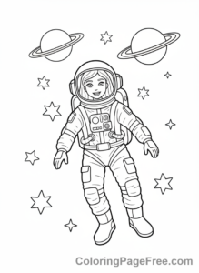 Barbie coloring page - Barbie in space