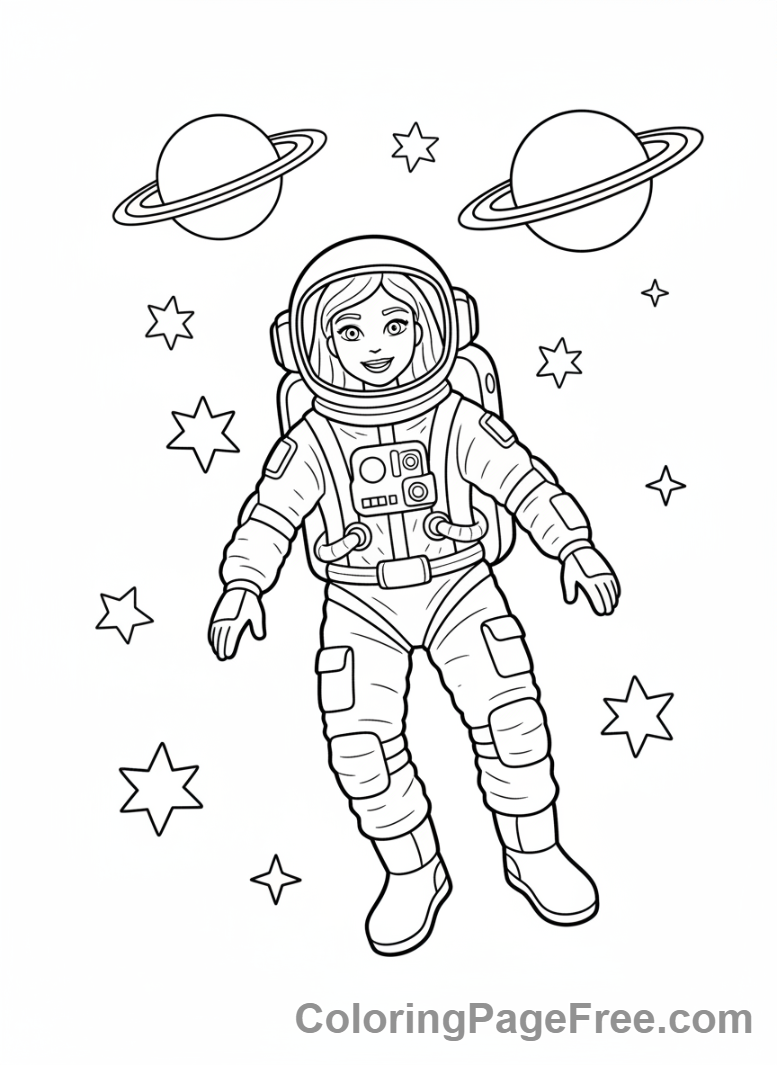 Barbie coloring page - Barbie in space