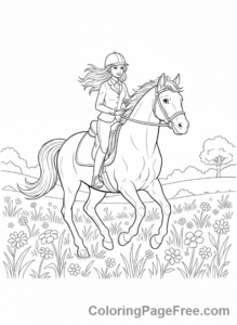 Barbie coloring page - Barbie on horse