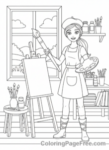 Barbie coloring page - Barbie painting picture