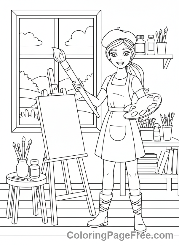 Barbie coloring page - Barbie painting picture