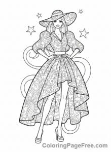Barbie coloring page - Barbie posing fashion