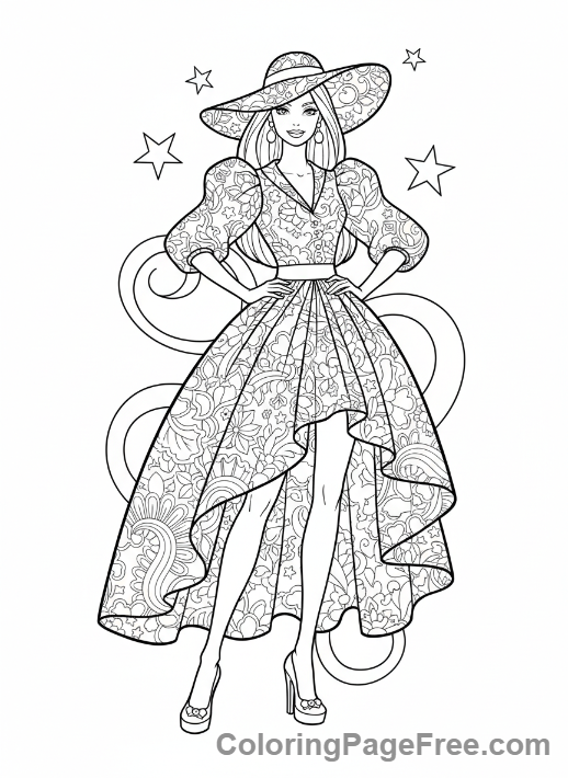 Barbie coloring page - Barbie posing fashion