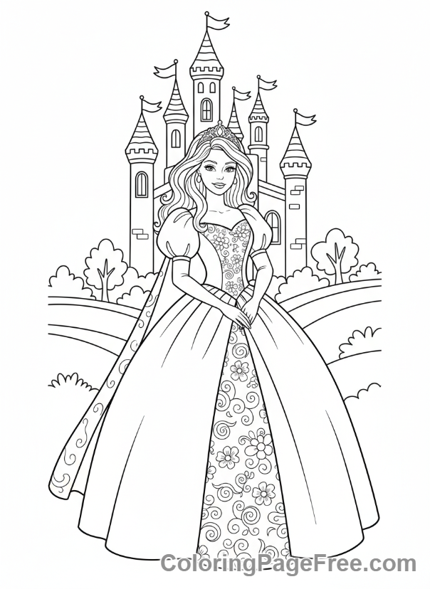 Barbie coloring page - Barbie regal gown