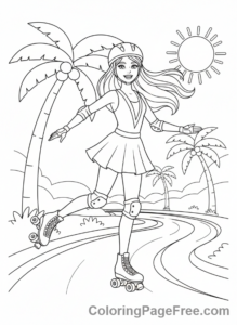Barbie coloring page - Barbie roller skating