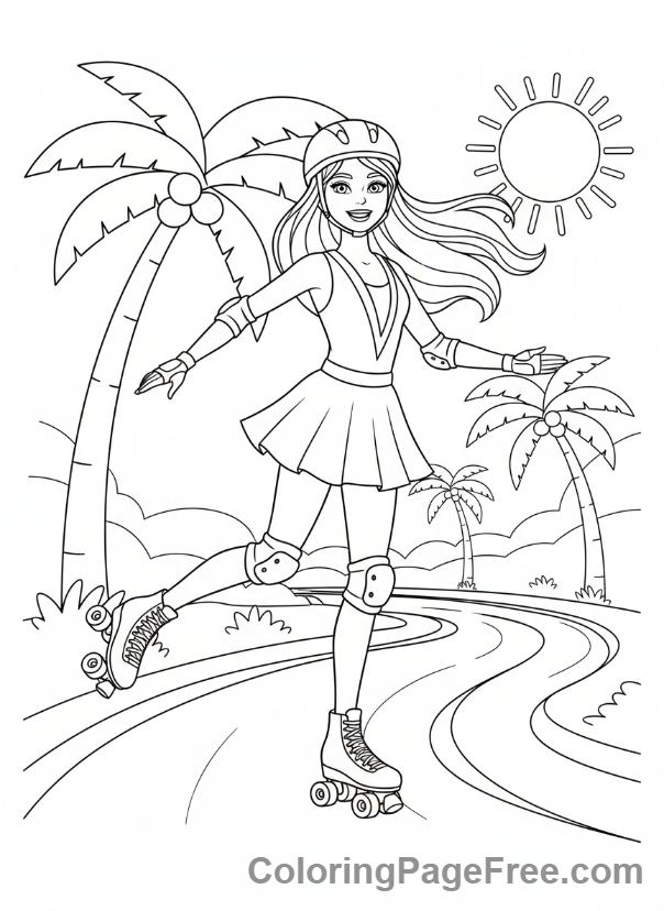 Barbie coloring page - Barbie roller skating