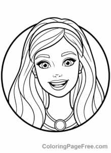 Barbie coloring page - Barbie smiling close-up