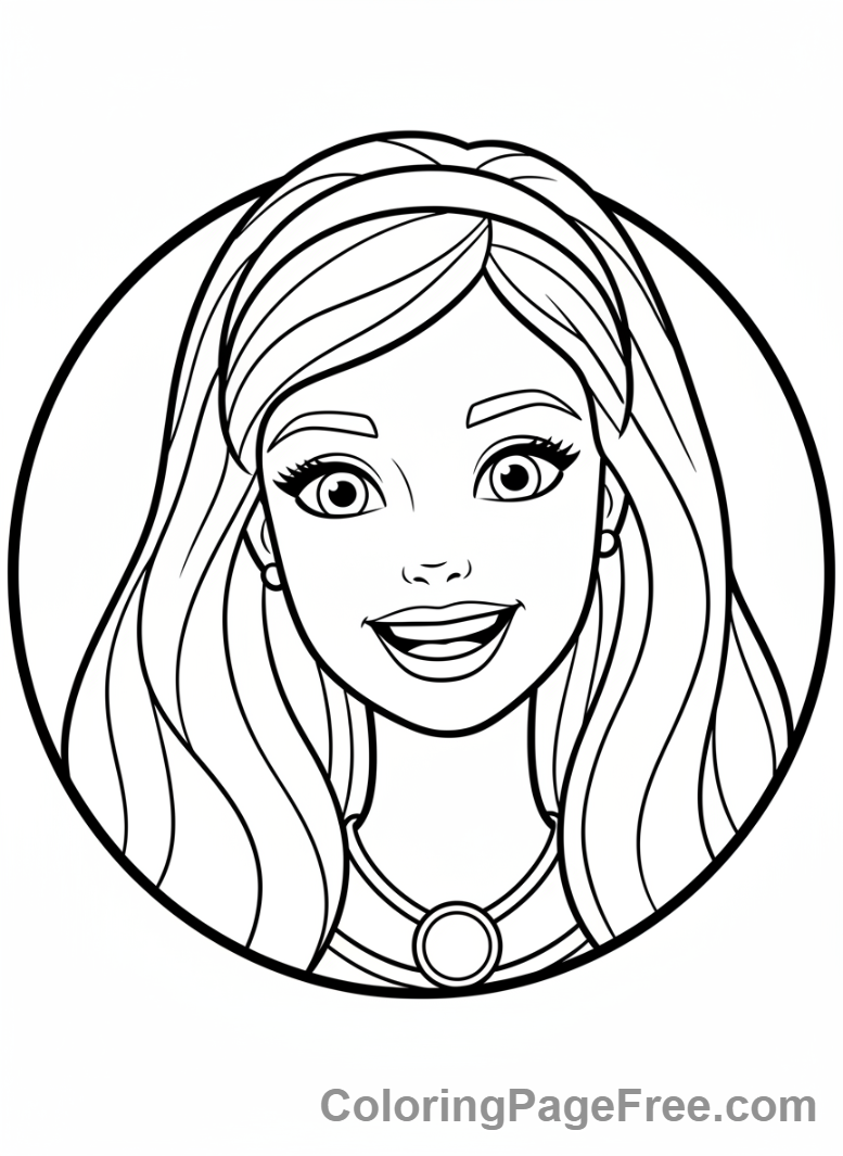 Barbie coloring page - Barbie smiling close-up