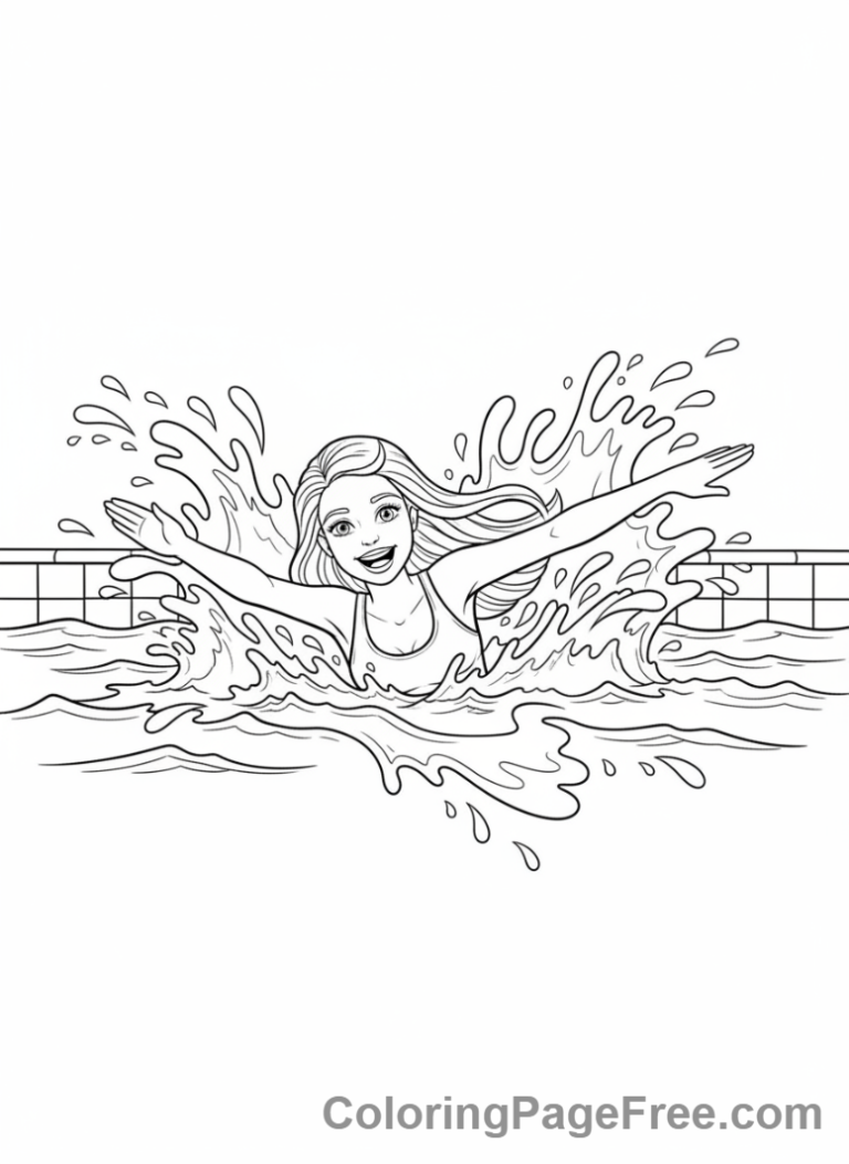 Barbie coloring page - Barbie swimming pool