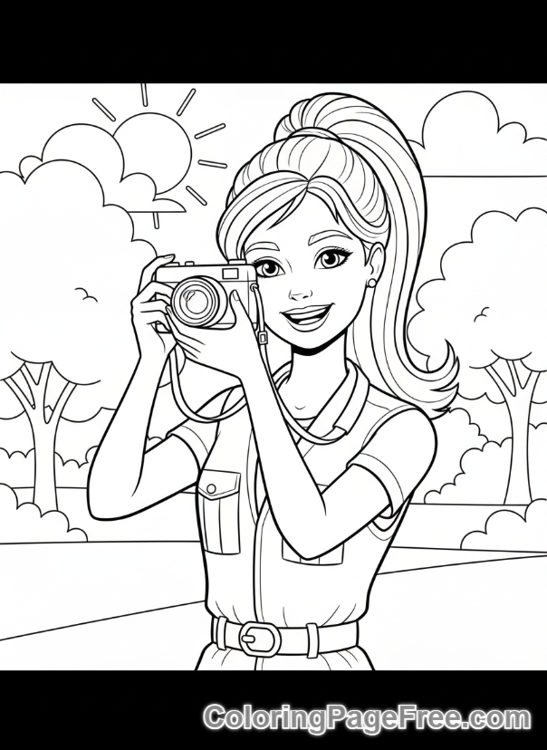 Barbie coloring page - Barbie taking photo
