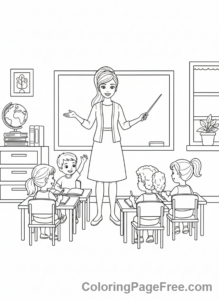 Barbie coloring page - Barbie teaching class