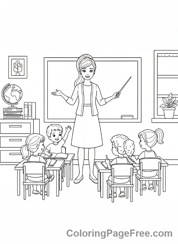 Barbie coloring page - Barbie teaching class