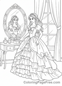 Barbie coloring page - Barbie trying dress