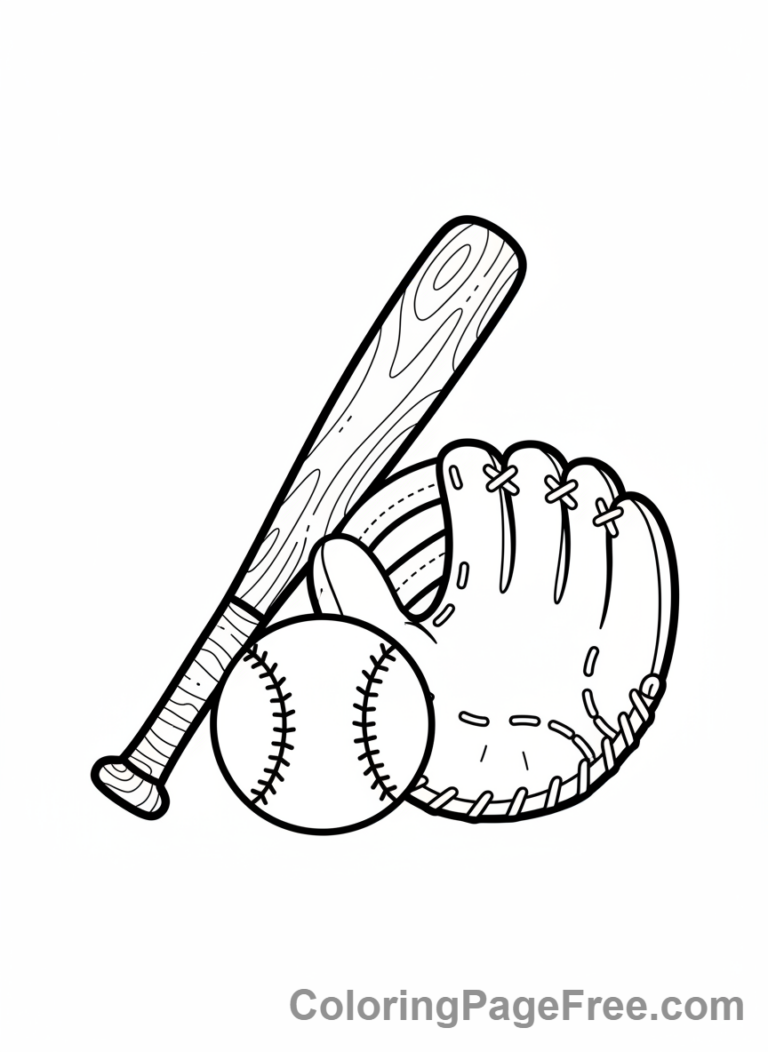 Baseball coloring page - Baseball bat ball