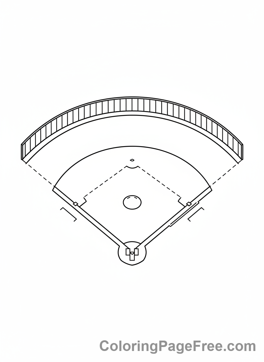 Baseball coloring page - Baseball field scene