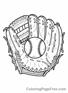Baseball coloring page - Baseball mitt close-up