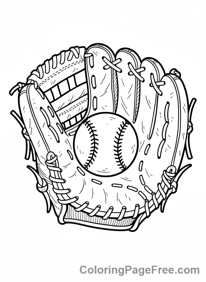 Baseball coloring page - Baseball mitt close-up