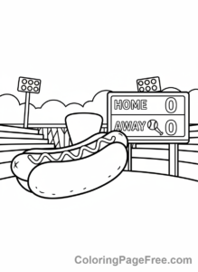 Baseball coloring page - Hot dog scoreboard