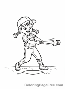 Baseball coloring page - Kid batting baseball
