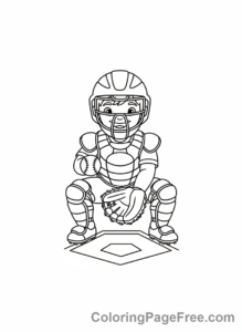 Baseball coloring page - Kid catching baseball