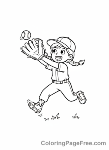 Baseball coloring page - Kid catching flyball