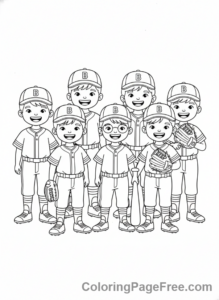 Baseball coloring page - Kids baseball team
